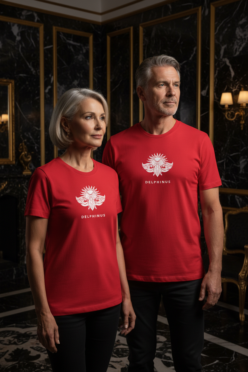 couple-60-ans-t-shirt-rouge-logo-blanc-centré- decor luxe