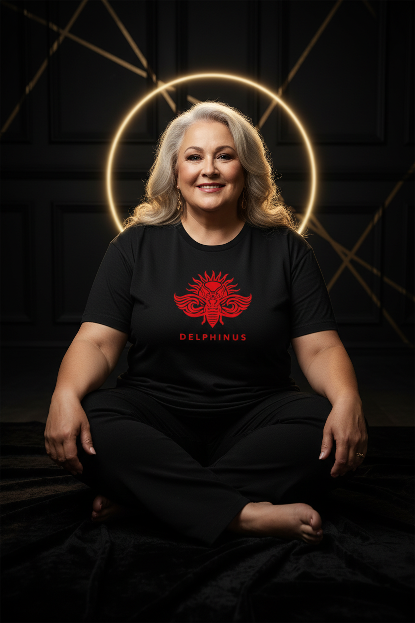 T-shirt La Singulière DELPHINUS — Noir & Logo Rouge — Dame mature Curve 5XL