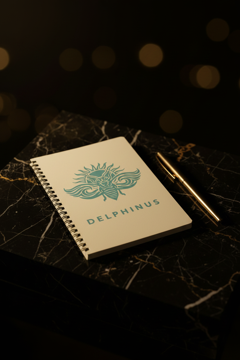 Le Complice — Carnet A5 DELPHINUS, photo éditoriale noir et or