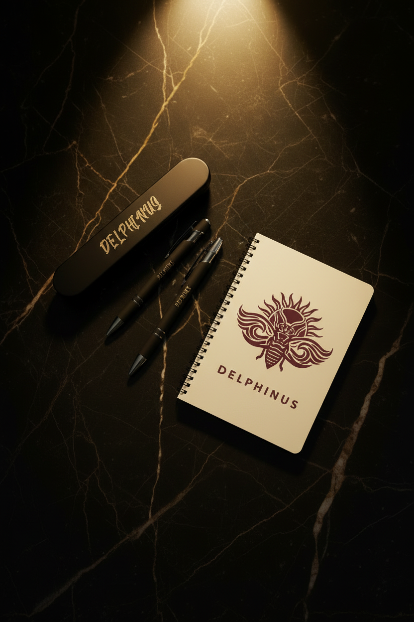 DUO RÉFLEXION — Stylo et Écrin estampillé Carnet Logo Bordeaux DELPHINUS