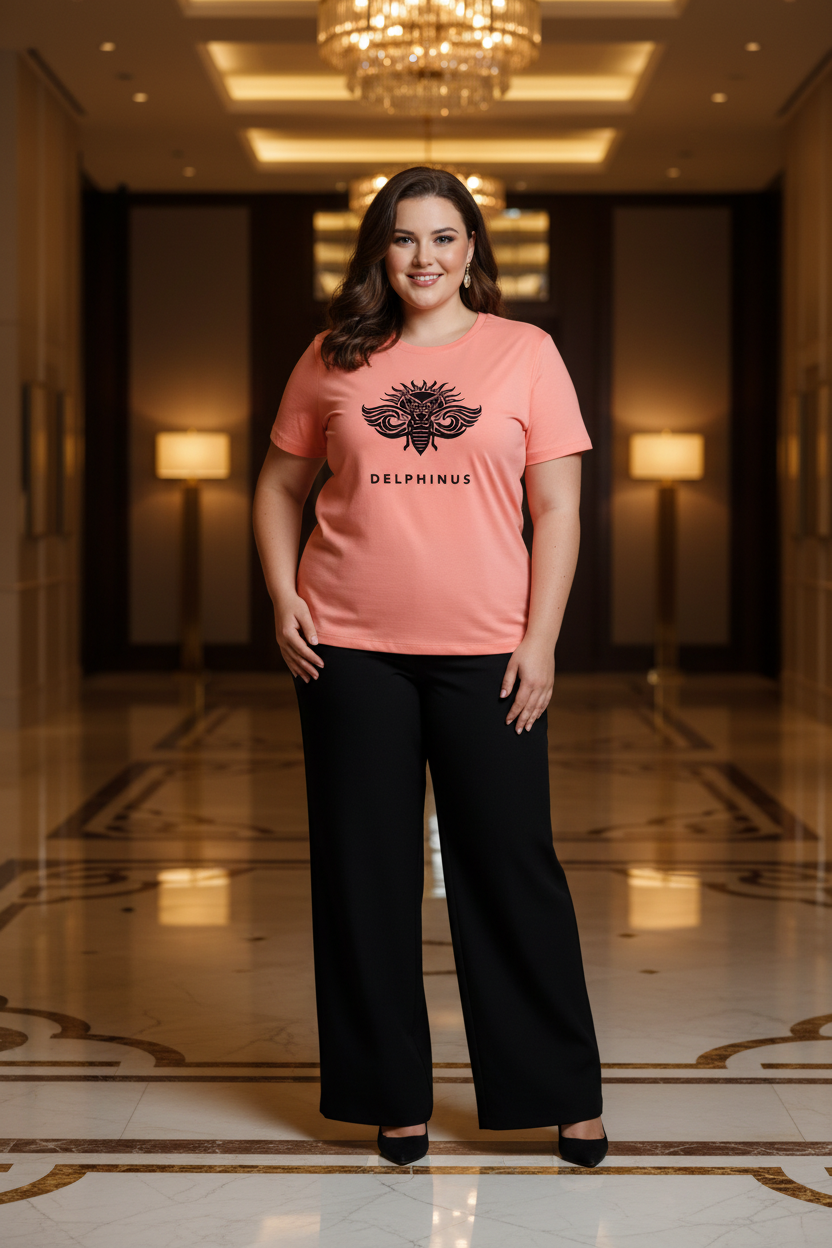T-shirt La Flamboyante Curve DELPHINUS — Femme Curve 25 ans, lobby luxe, coloris Corail