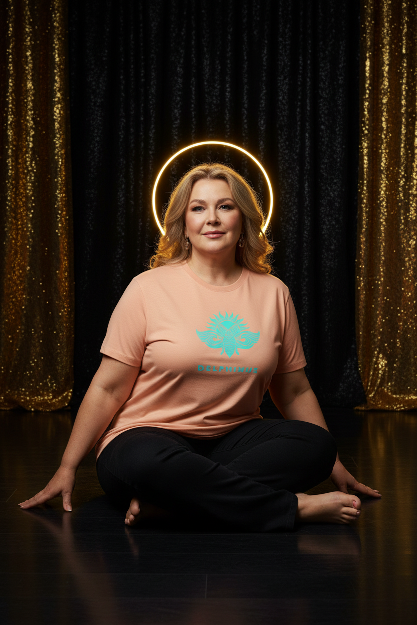 T-shirt L'Inattendu DELPHINUS — Apple Blossom & Logo Turquoise — Femme mature Curve 5XL