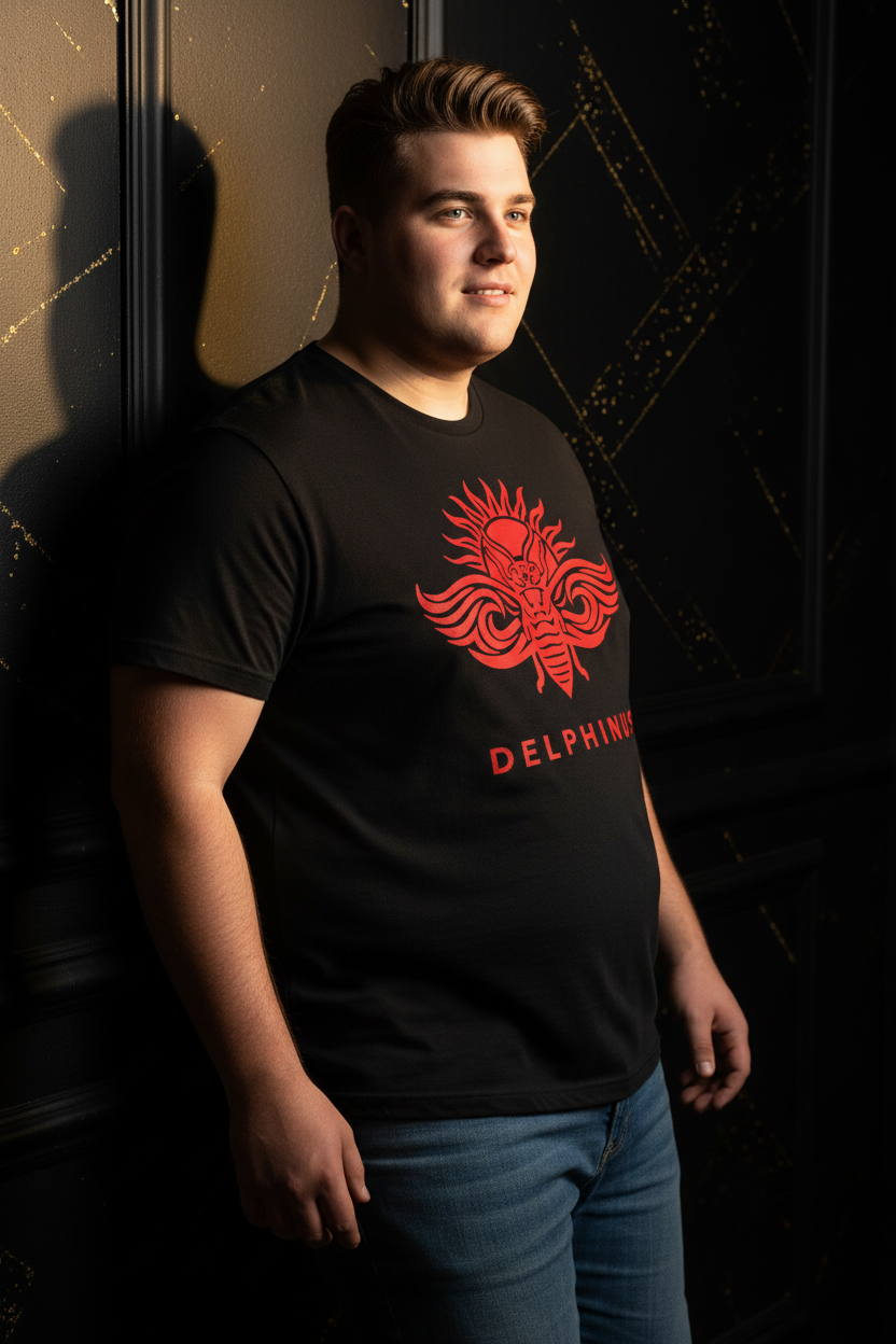 T-shirt La Singulière DELPHINUS — Noir & Logo Rouge — Homme jeune Curve 5XL