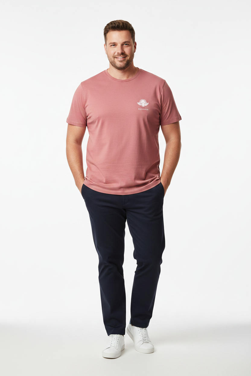 LA ROSÉE CURVE – T-shirt unisexe homme grande taille rose bonbon, logo cigale blanc, DELPHINUS
