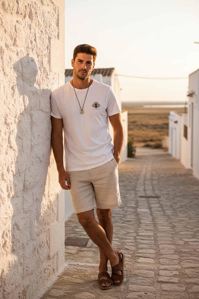LE CIGALOU – T-shirt unisexe blanc logo cigale noir et or, homme jeune décontracté, village provençal lumière estivale, DELPHINUS