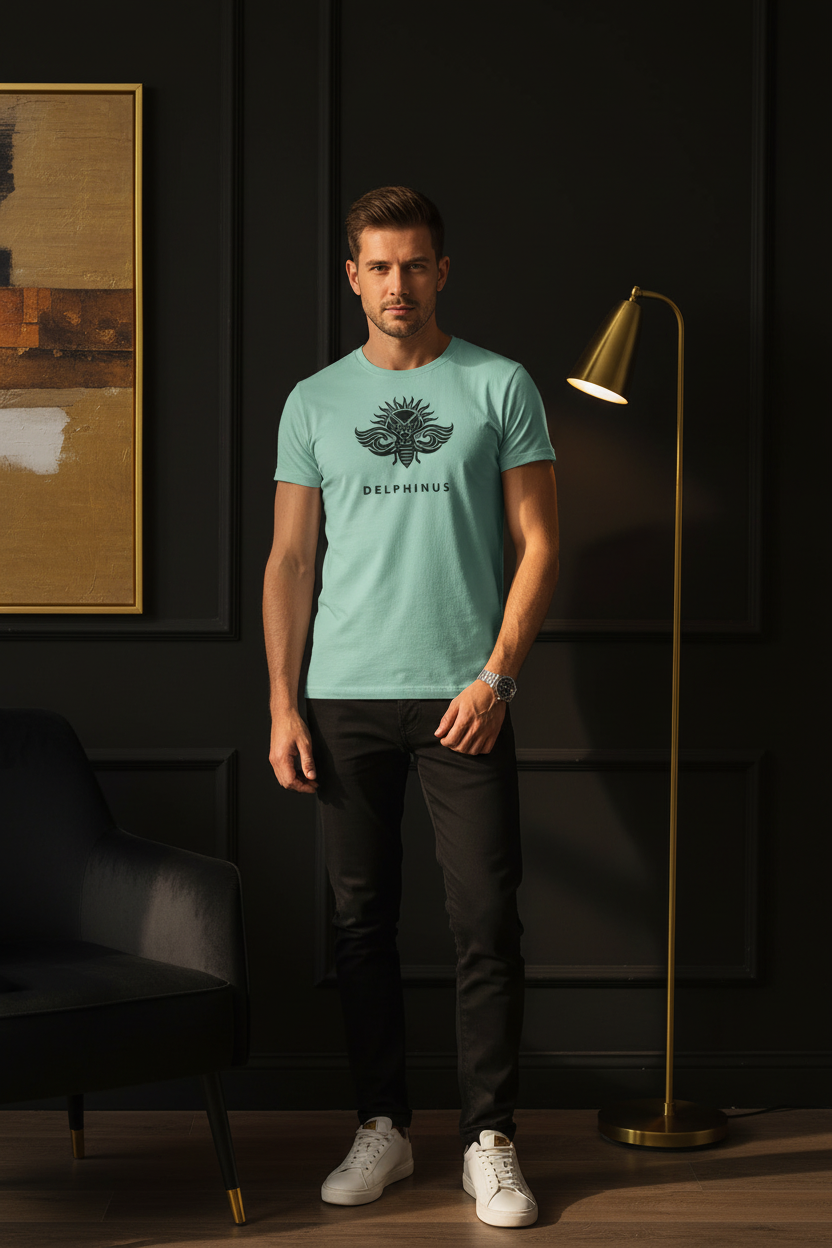 T-shirt Le Provençal DELPHINUS — Homme seul, appartement parisien, Vert Sauge et logo Noir