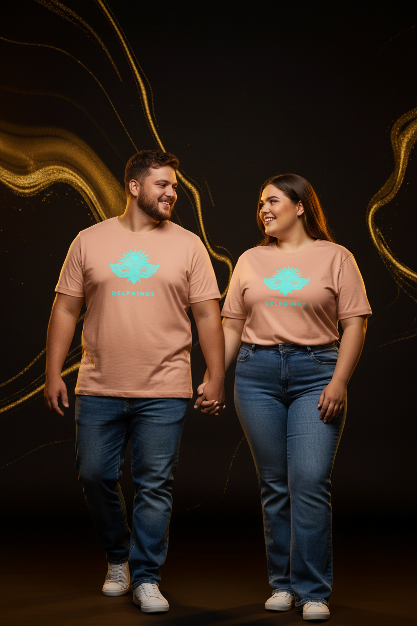 T-shirt L'Inattendu DELPHINUS — Apple Blossom & Logo Turquoise — Duo jeunes Curve