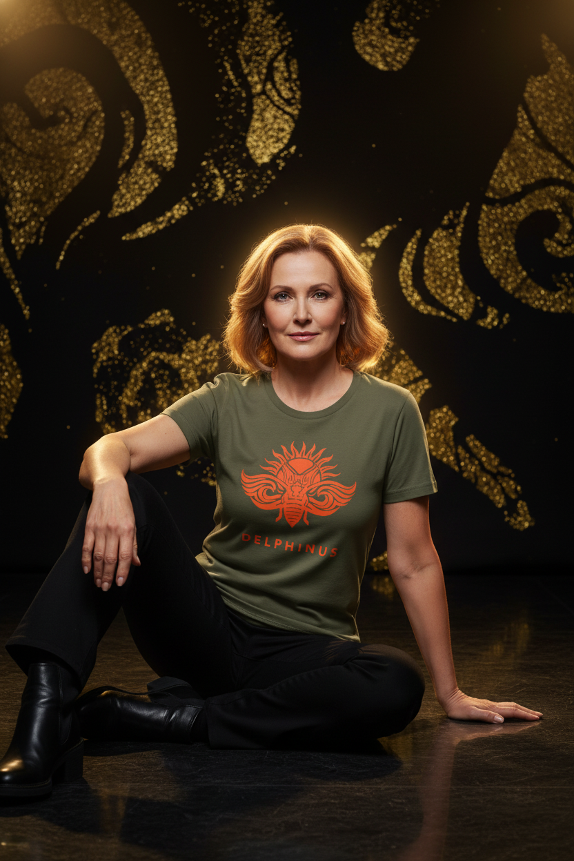 T-shirt L'Instinct DELPHINUS — Kaki & Logo Orange — Femme mature