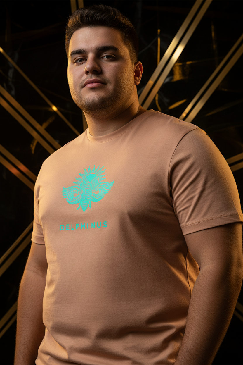 T-shirt L'Inattendu DELPHINUS — Apple Blossom & Logo Turquoise — Homme jeune Curve