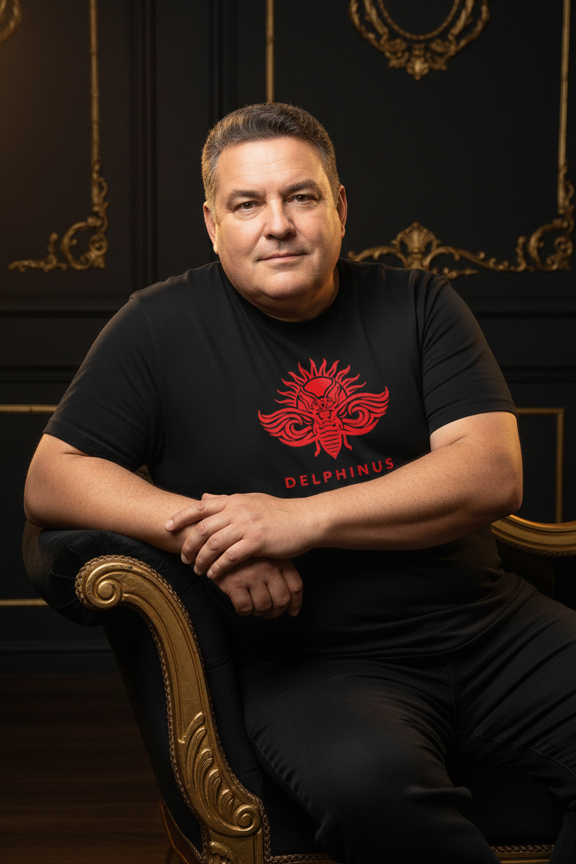 T-shirt La Singulière DELPHINUS — Noir & Logo Rouge — Homme mature Curve 5XL